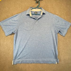 FootJoy FJ Polo Shirt Men's Large Heather Blue Short Sleeve BR 1971 Logo Pocket